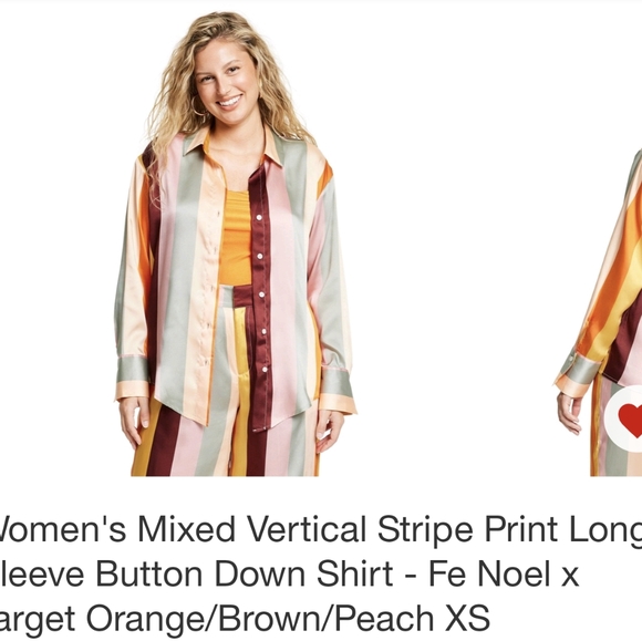 Fe Noel - Mixed Vertical Striped Print Long Sleeve Button Down Shirt - Picture 2 of 3